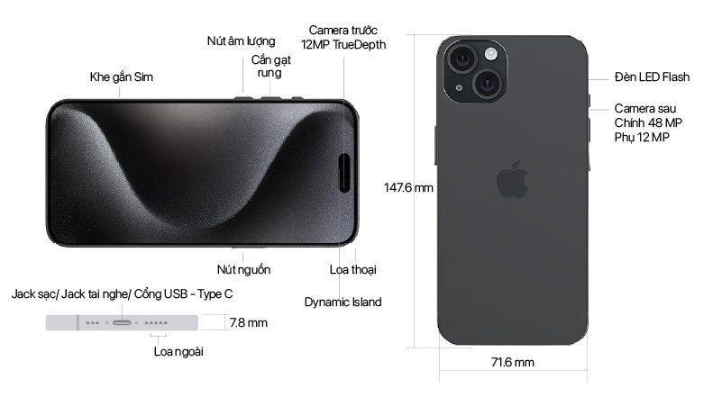 Thông số kỹ thuật điện thoại iPhone 15 128 GB