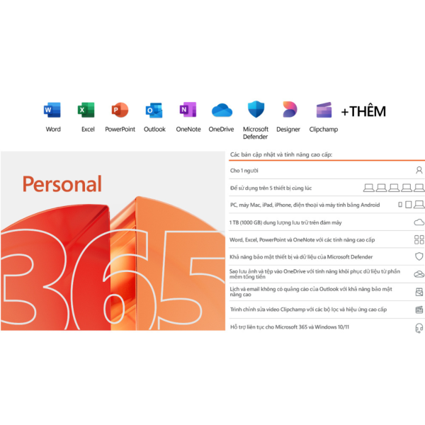 Phần mềm Microsoft Office M365 Personal English APAC (1 Năm 1 User) - Ảnh 6