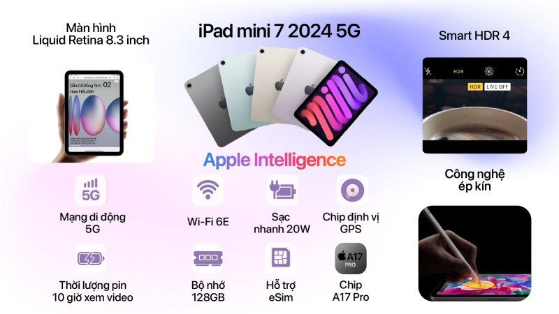 iPad mini 7 2024 5G 128GB - Chính hãng VN - Ảnh 2