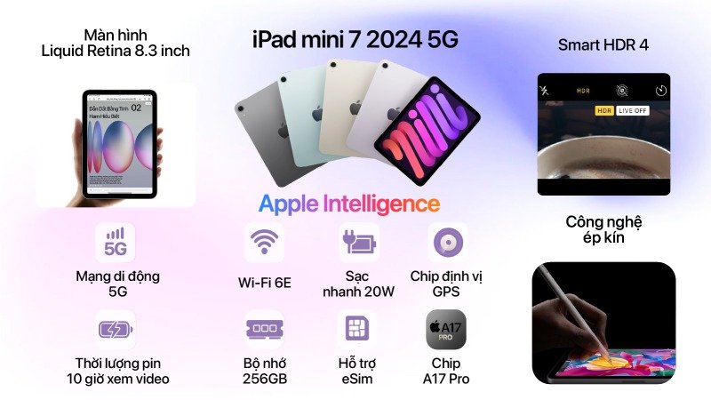 iPad mini 7 2024 5G 256GB - Chính hãng VN - Ảnh 2