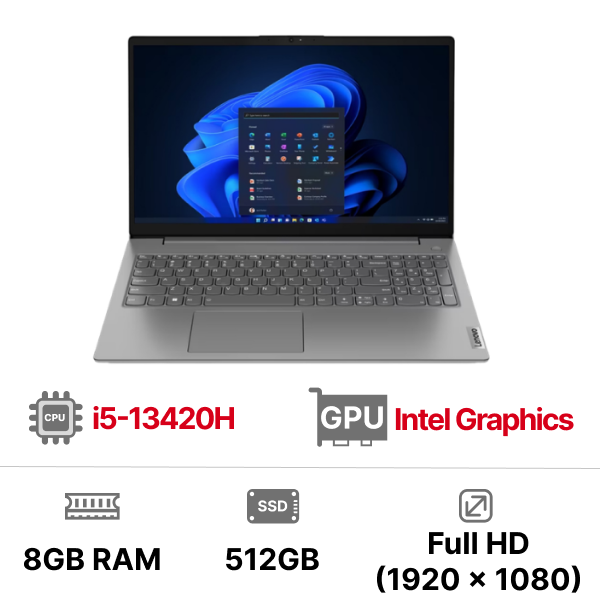 Laptop Lenovo V15 G5 IRL 83HF00BVVN (i5-13420H Ram 8GB SSD 512GB 15.6 inch Windows 11 Home 2Y Xám)